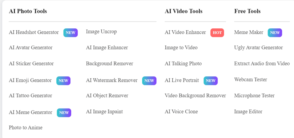 Remaker AI Tools & functions