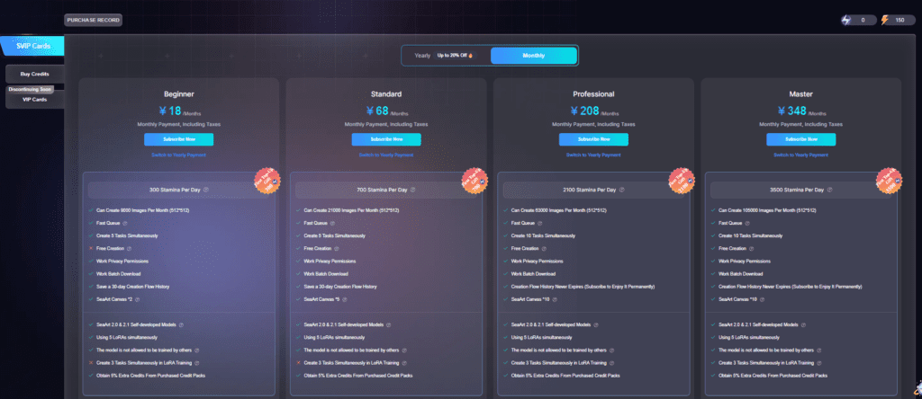 Sea Art Ai Pricing