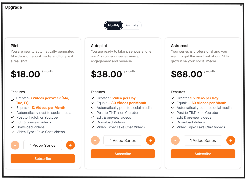 Shortspilot AI Pricing monthly