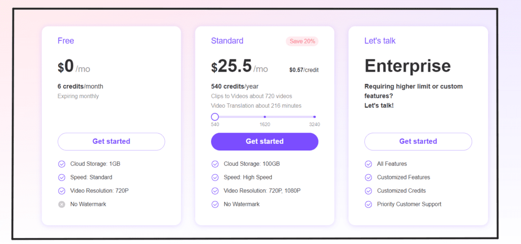 VMEG AI Pricing