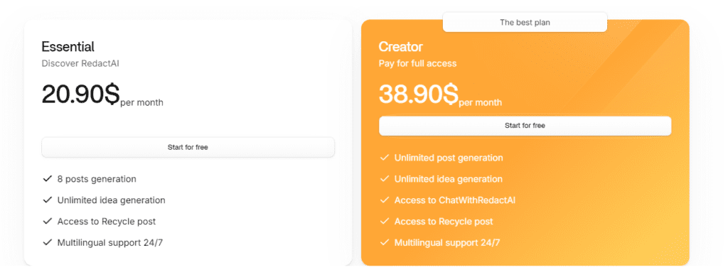  Redact AI Pricing