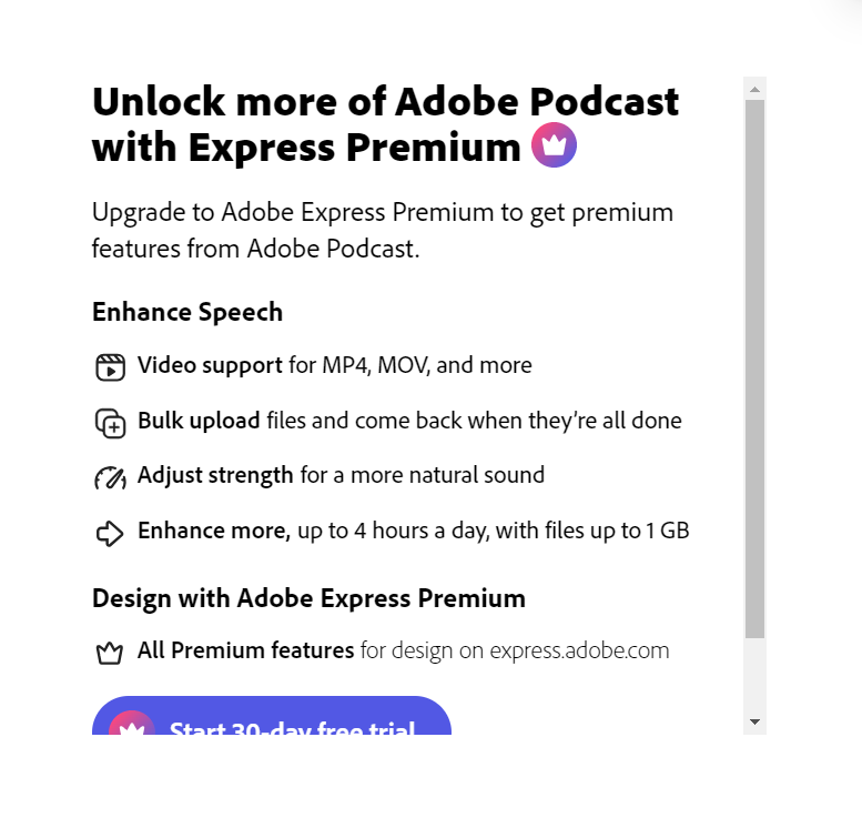 Adobe Podcast AI Pricing