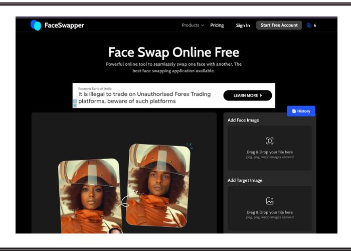 Faceswapper AI review of signup page