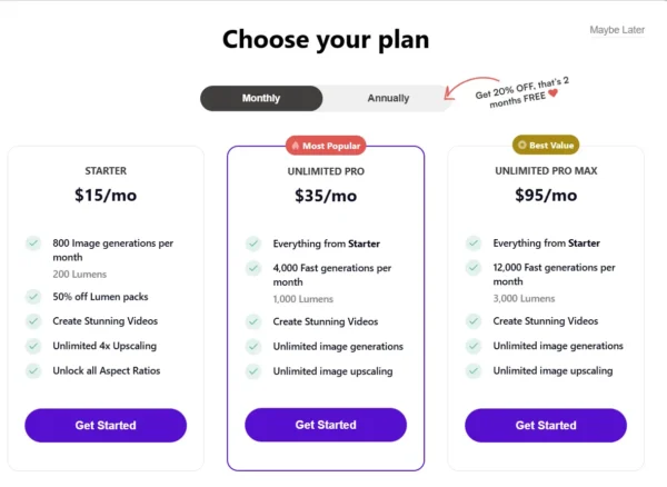 Starry AI MONTHLY PLAN