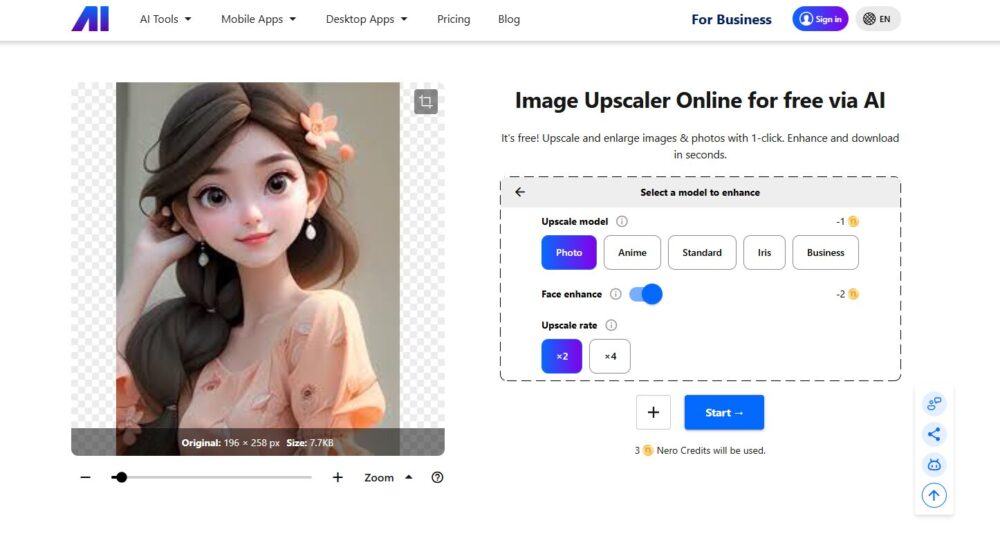 Nero AI upscaler