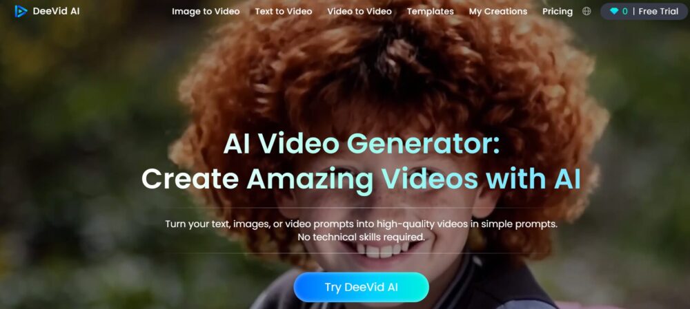 Dashboard of DeeVid AI Review
